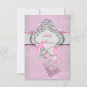 Invitation Couronne de bébé princesse rose pour Baby Shower F