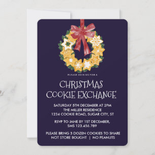 Invitation Couronne de biscuits de Noël avec Arrière - plan b