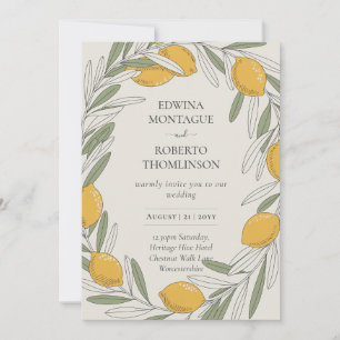Invitation Couronne de citron et d'olive méditerranéenne pour