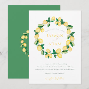 Invitation Couronne de citron italienne élégante pour mariage