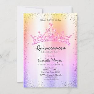Invitation Couronne de confettis chic ombrée métallique pour