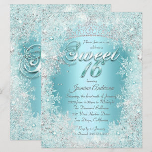 Invitation Couronne de conte de fées bleu sarcelle argenté Sw