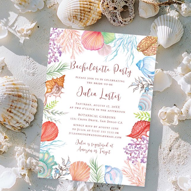 Invitation Couronne de coquillages de plage simple pour enter (Créateur téléchargé)