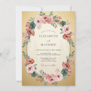 Invitation Couronne de corail doré pour mariage