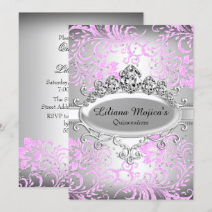 Invitation Couronne de demoiselle d'honneur rose argenté et f