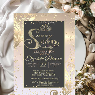 Invitation Couronne de diamants doux Savvy Dix-sept