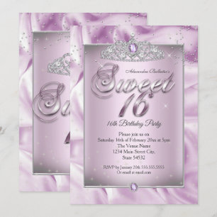 Invitation Couronne de diamants lilas violette pour fête d'an