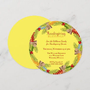 Invitation Couronne de dîner de Thanksgiving