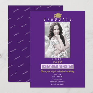 Invitation Couronne de diplômé Paillettes dorées Fête de remi