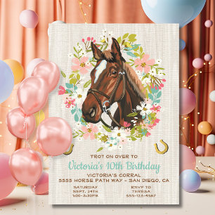 Invitation Couronne de fer à cheval doré Fête d'anniversaire