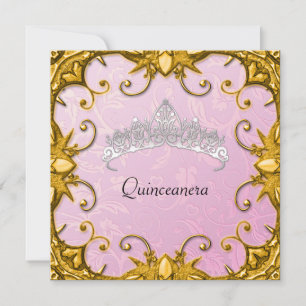 Invitation Couronne de fête d'anniversaire Quinceanera rose o