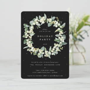 Invitation Couronne de fête de Noël à la neige noire + eucaly