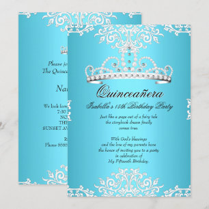 Invitation Couronne de Fête des 15 ans de Quinceanera Bleue 3