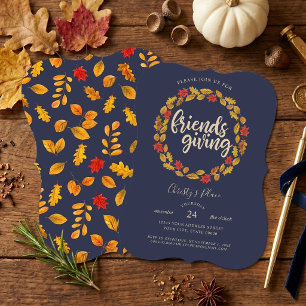 Invitation Couronne de feuilles d'automne de la Fête des amis
