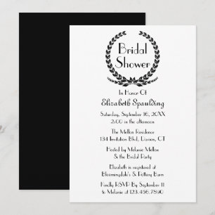 Invitation Couronne de feuilles de laurier noir pour douche d