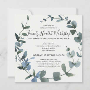 INVITATION COURONNE DE FEUILLES VERTES EUCALYPTUS ATELIER ÉVÉ