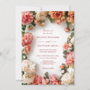 Invitation Couronne de fleurs 3D texturée pour mariage