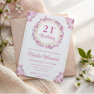 Invitation Couronne de fleurs de cerisier à l'aquarelle pour