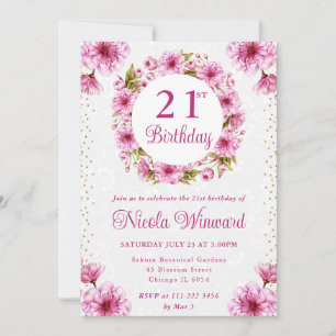 Invitation Couronne de fleurs de cerisier à l'aquarelle pour