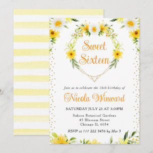 Invitation Couronne de fleurs de marguerites et jaunes pour u