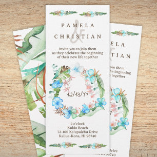 Invitation Couronne de fleurs d'Hibiscus bleu et feuilles tro