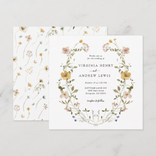 Invitation Couronne de fleurs élégante pour mariage