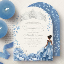 Couronne de Fleurs Papillons Quinceanera Bleu Clai