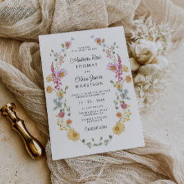Invitation Couronne de fleurs Pastel Bloom pour mariage