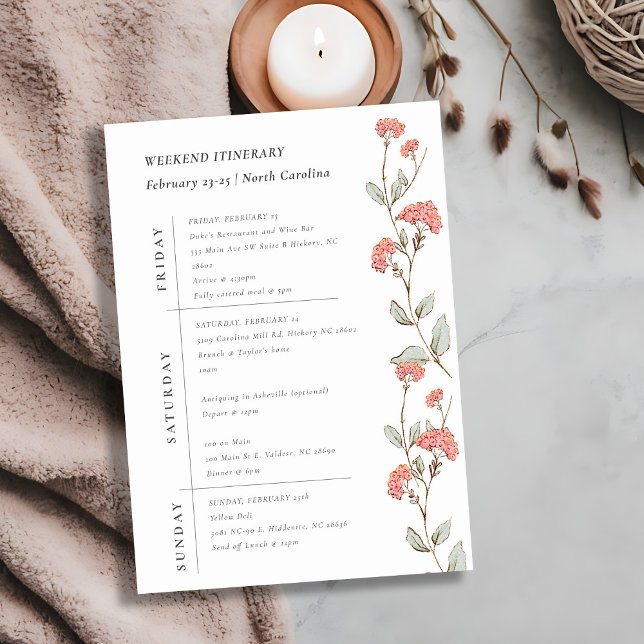 Invitation Couronne de fleurs roses itinéraire d'anniversaire (Créateur téléchargé)