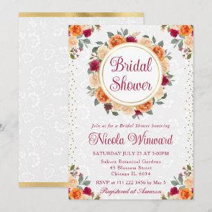 Invitation Couronne de fleurs rouges et orange pour Baby Show