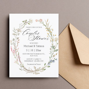 Invitation Couronne de fleurs sauvages à l'aquarelle pour la