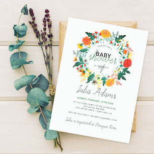 Invitation Couronne de fleurs sauvages de Dahlia de printemps