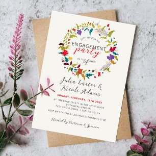 Invitation Couronne de fleurs sauvages en bois exotique pour