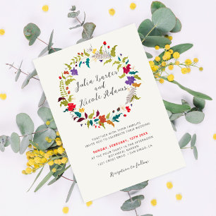 Invitation Couronne de fleurs sauvages exotiques de la forêt