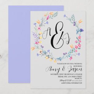 Invitation Couronne de fleurs sauvages printanières pastel vi