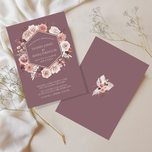 Invitation Couronne de fleurs séchées violettes Bohème pour m