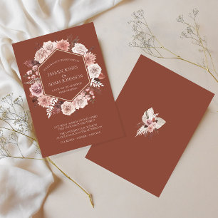 Invitation Couronne de fleurs terracotta bohème pour mariage