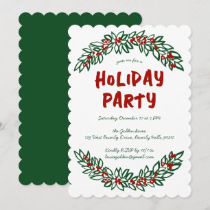 Invitation Couronne de fleurs vacances Noël Party SUR MESURE