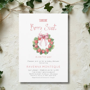 Invitation Couronne de fraises douce bébé Fête prénatale