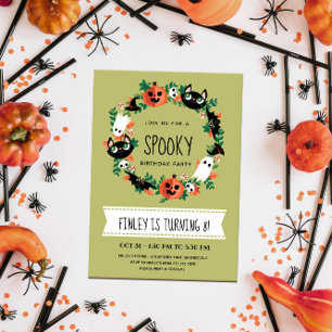 Invitation Couronne de Halloween effrayante mignonne pour ann