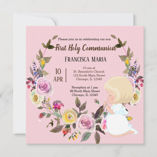 Invitation Couronne de la Sainte Communion * choisir la coule (Devant)