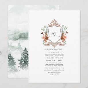 Invitation Couronne de laurier de la forêt Monogramme Célébra