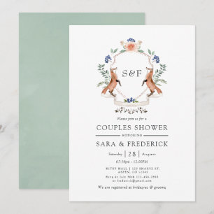 Invitation Couronne de laurier de la forêt Monogramme Couple