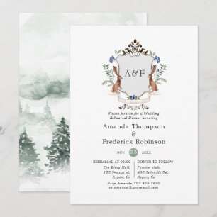 Invitation Couronne de Laurier de la forêt Monogramme Dîner d