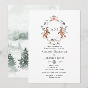 Invitation Couronne de laurier de la forêt Monogramme Fête de