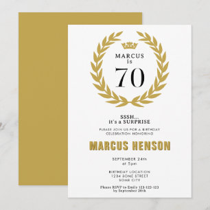 Invitation Couronne de laurier doré pour la surprise des 70 a