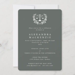 Invitation Couronne de laurier écailles JD Law gris-vert Dipl