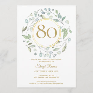 Invitation Couronne de laurier en or pour 80e anniversaire