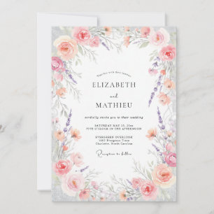 Invitation Couronne de mariage à la lavande et à l'abricot