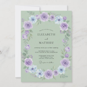 Invitation Couronne de mariage à la menthe et à l'améthyste